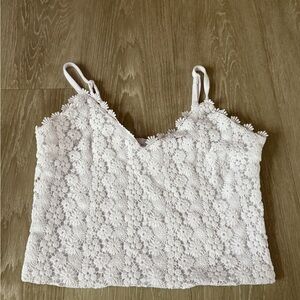 No Boundaries White Floral Lace Camisole